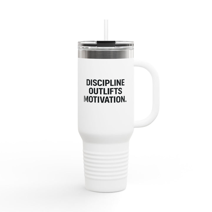 Discipline Outlifts Motivation Insulated Travel Mug, 40oz