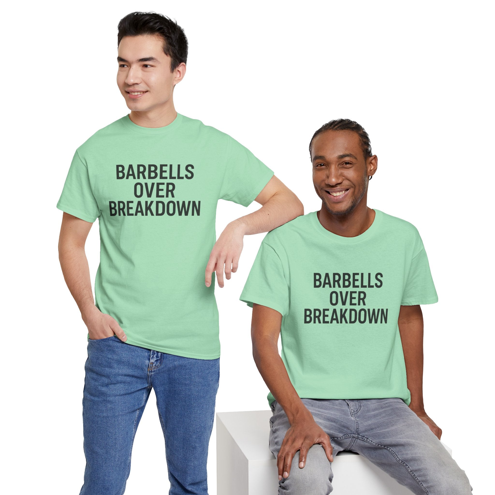 Barbells Over Breakdown. Unisex Heavy Cotton Tee