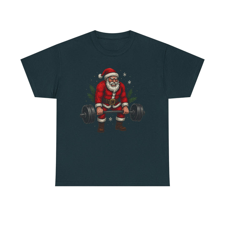 Santa Deadlifting. Unisex Heavy Cotton Tee