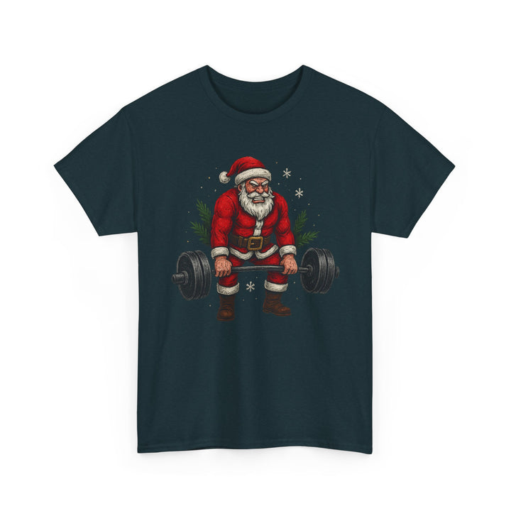 Santa Deadlifting. Unisex Heavy Cotton Tee