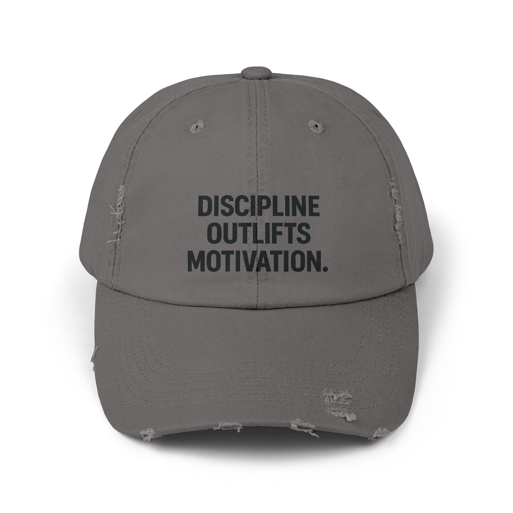 Discipline Outlifts Motivation : Unisex Distressed Cap