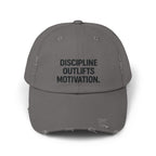 Discipline Outlifts Motivation : Unisex Distressed Cap