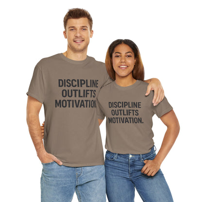 Discipline Outlifts Motivation. Unisex Heavy Cotton Tee
