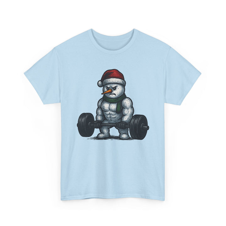 Snowman Deadlifting at the gym. Unisex Heavy Cotton Tee