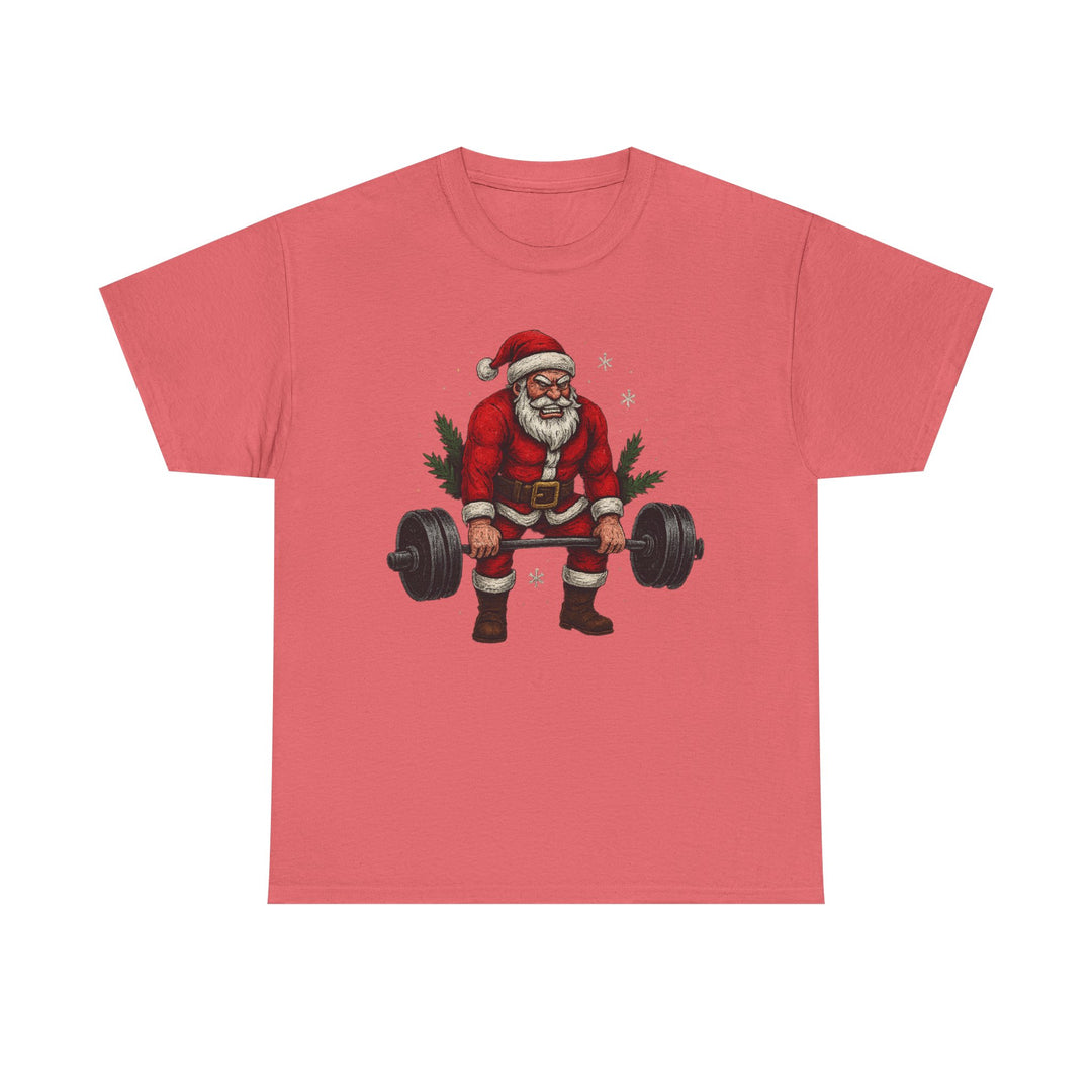Santa Deadlifting. Unisex Heavy Cotton Tee