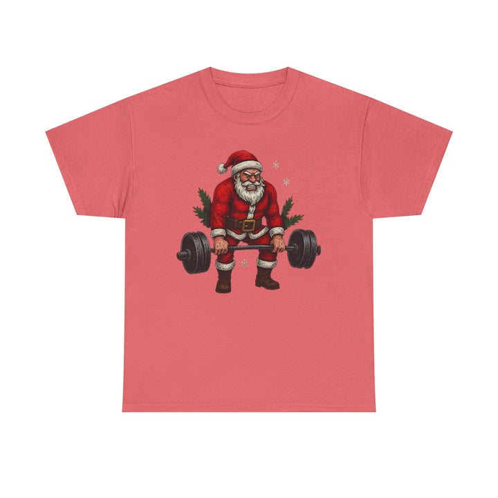 Santa Deadlifting. Unisex Heavy Cotton Tee
