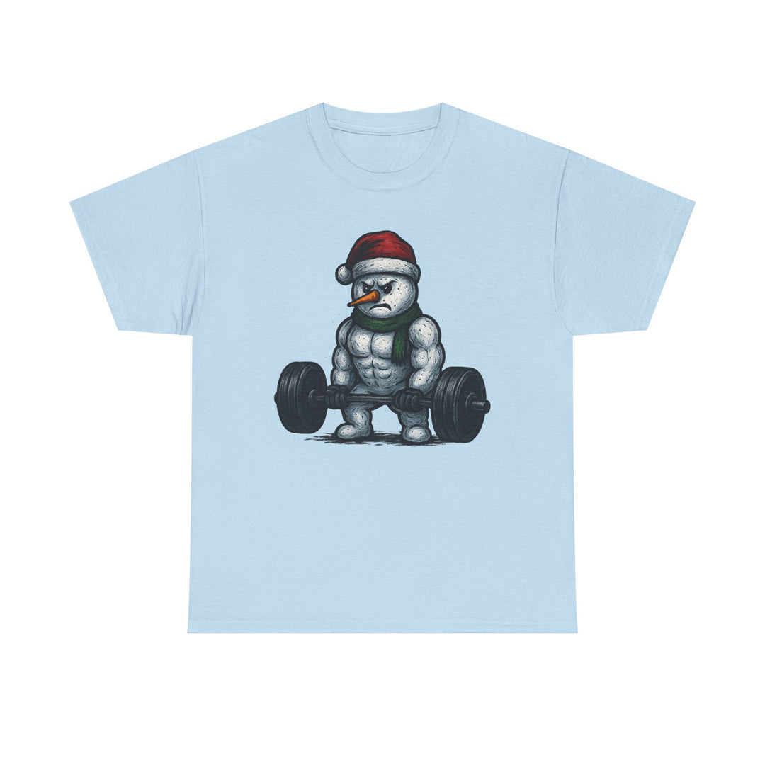 Snowman Deadlifting at the gym. Unisex Heavy Cotton Tee