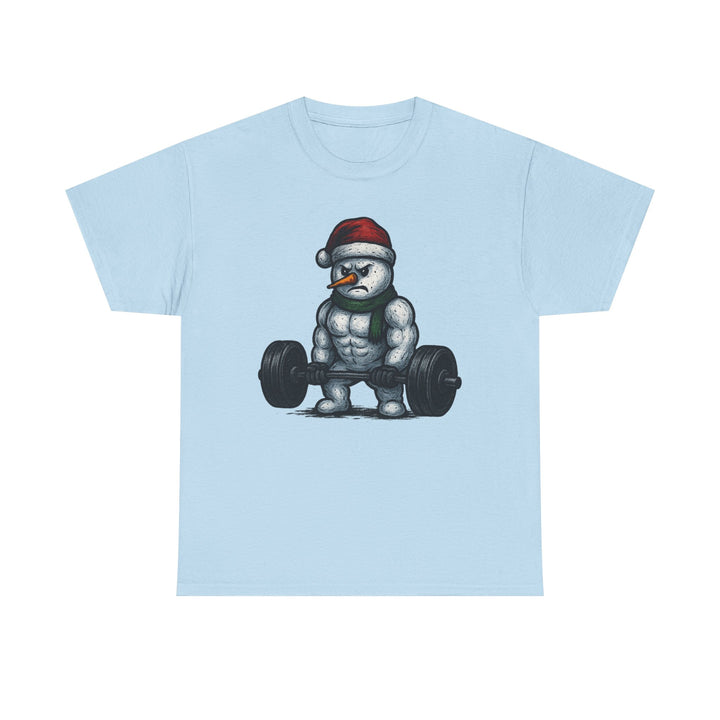 Snowman Deadlifting at the gym. Unisex Heavy Cotton Tee
