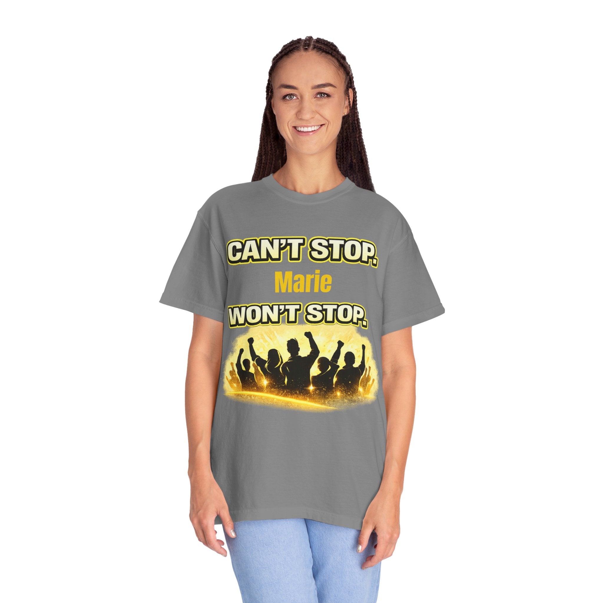 Custom Name Motivational T-Shirt – Can’t Stop. Won’t Stop.