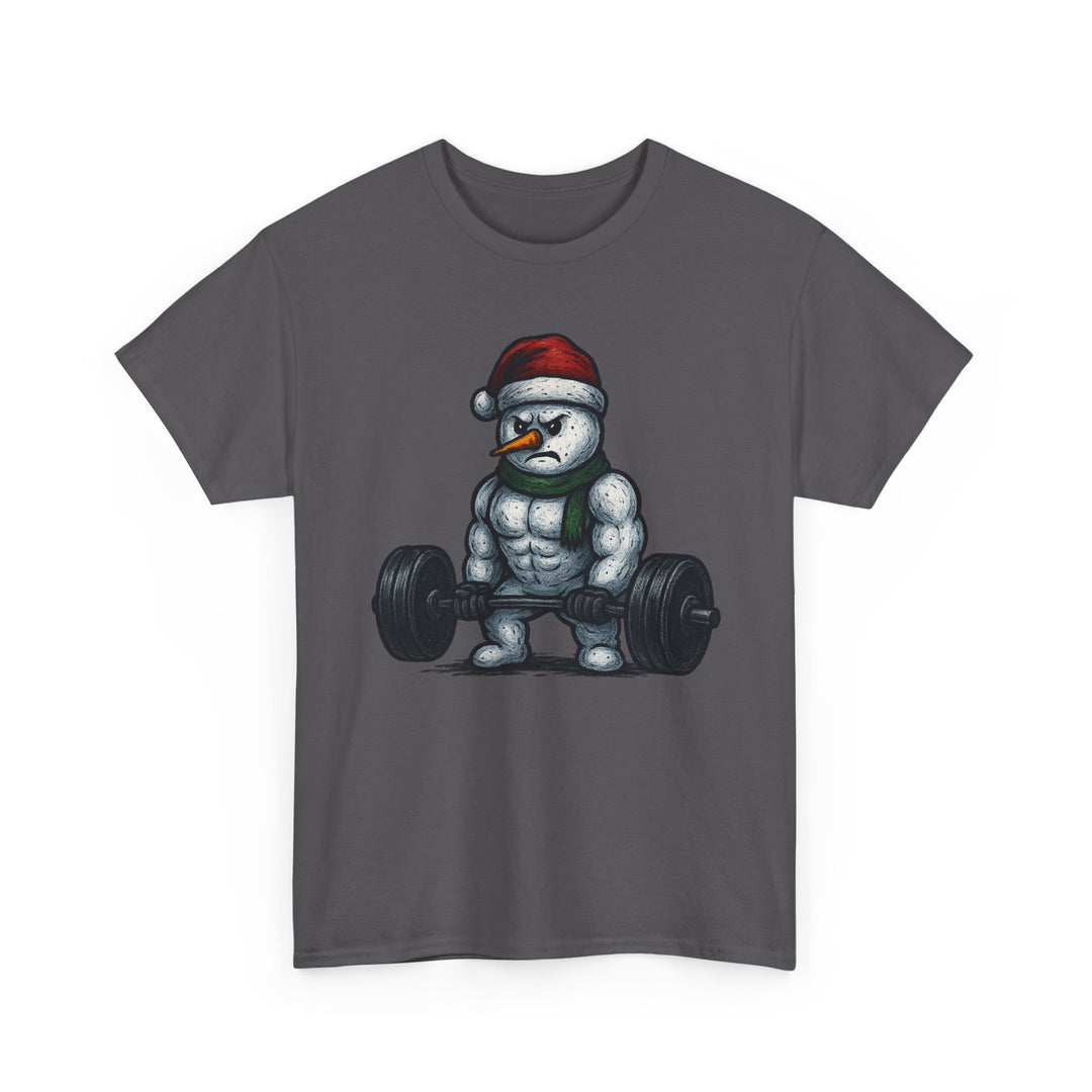 Snowman Deadlifting at the gym. Unisex Heavy Cotton Tee