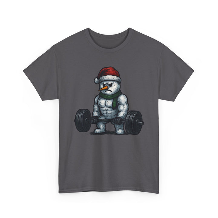 Snowman Deadlifting at the gym. Unisex Heavy Cotton Tee