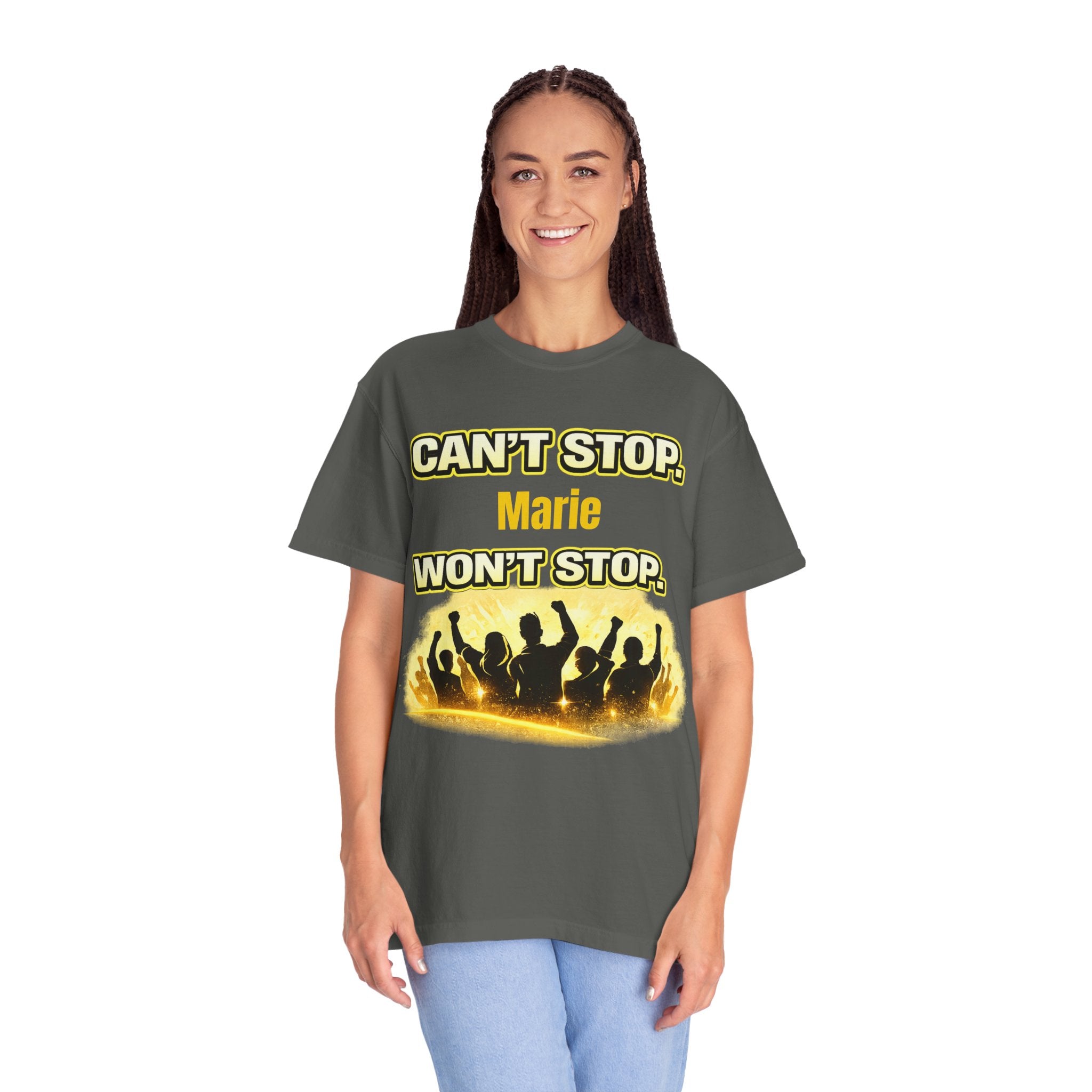 Custom Name Motivational T-Shirt – Can’t Stop. Won’t Stop.