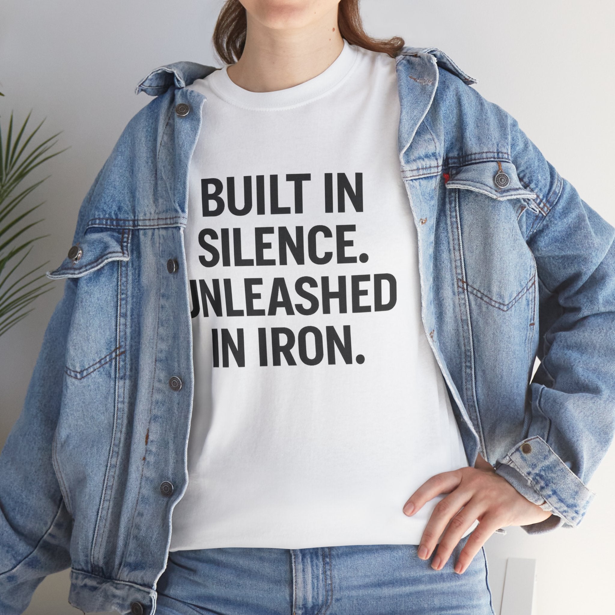 Built In Silence. Unleashed in Iron. Unisex Heavy Cotton Tee