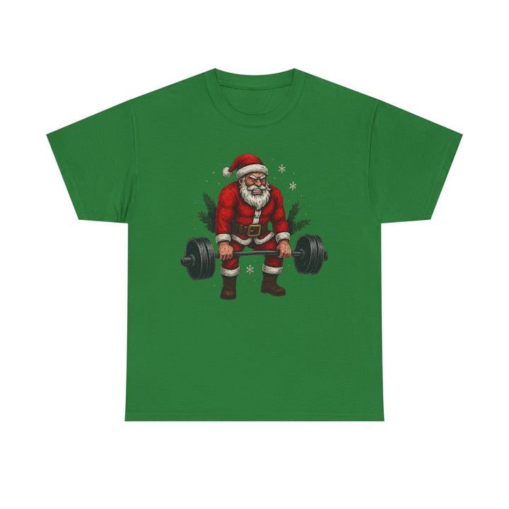 Santa Deadlifting. Unisex Heavy Cotton Tee