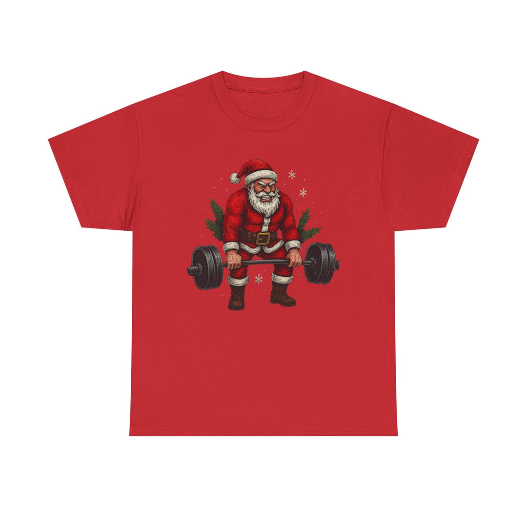 Santa Deadlifting. Unisex Heavy Cotton Tee