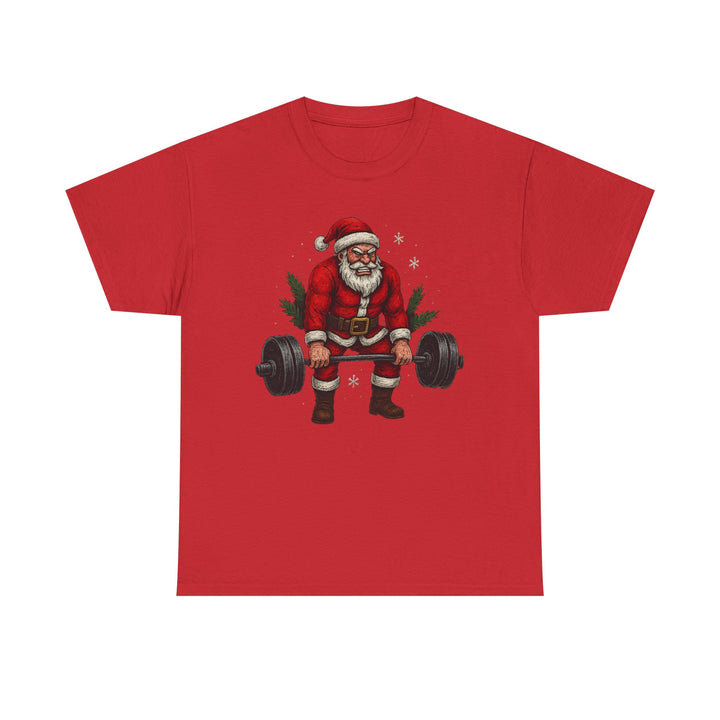Santa Deadlifting. Unisex Heavy Cotton Tee