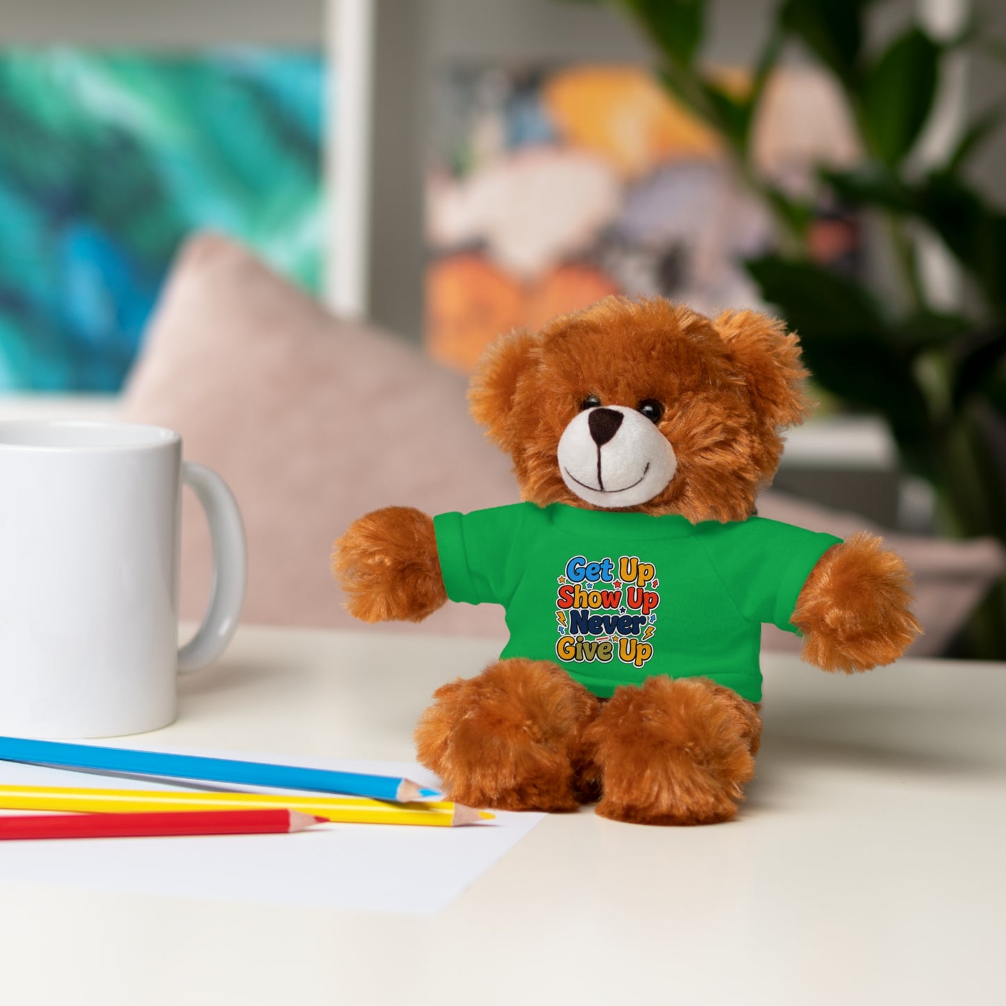 Stuffed Animals with Tee " Get Up Show Up Never Give Up"