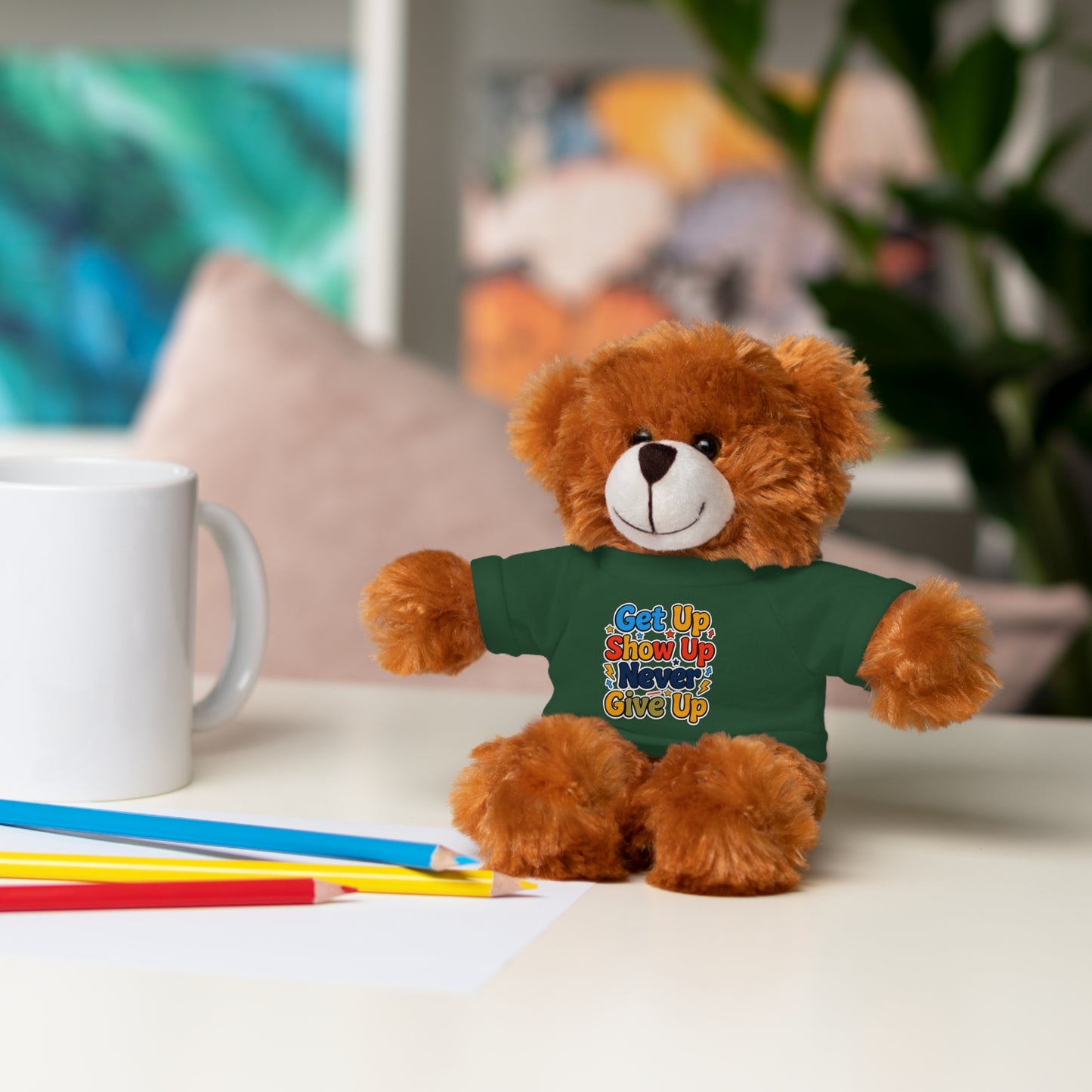 Stuffed Animals with Tee " Get Up Show Up Never Give Up"