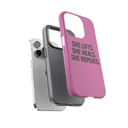 She lifts. She heals. She repeats. Tough Phone Cases