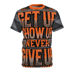 Relentless Drive Tee – Get Up, Show Up, Never Give Up (Orange)