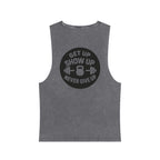 Barbells over breakdown muscle tank