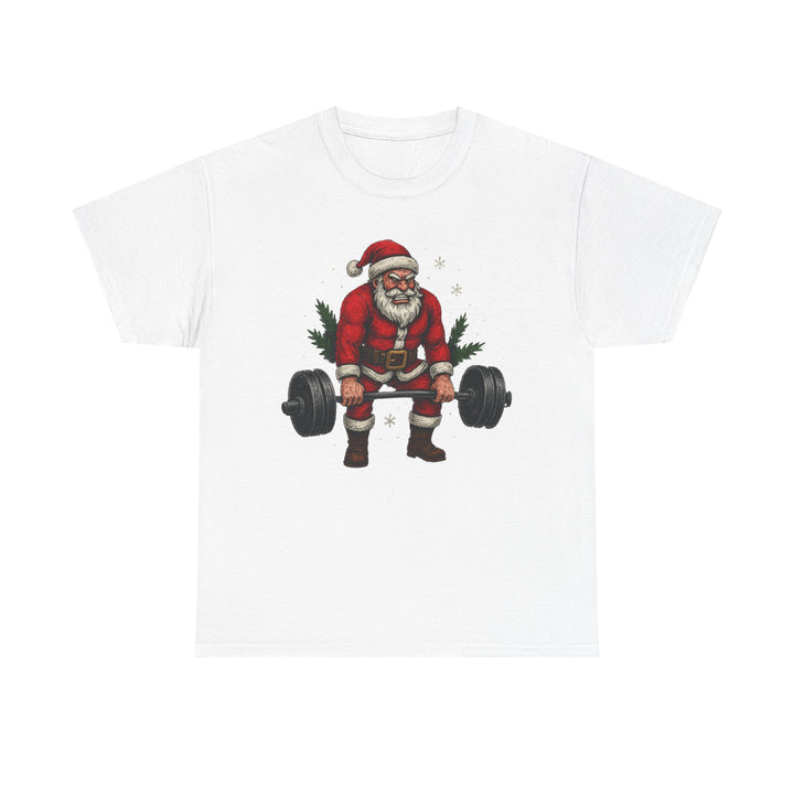 Santa Deadlifting. Unisex Heavy Cotton Tee
