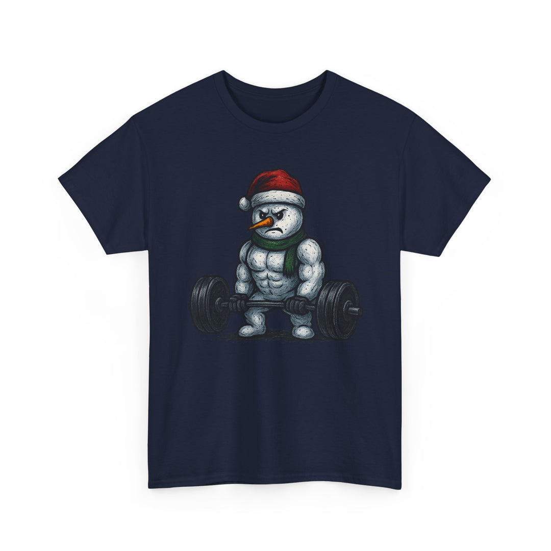 Snowman Deadlifting at the gym. Unisex Heavy Cotton Tee
