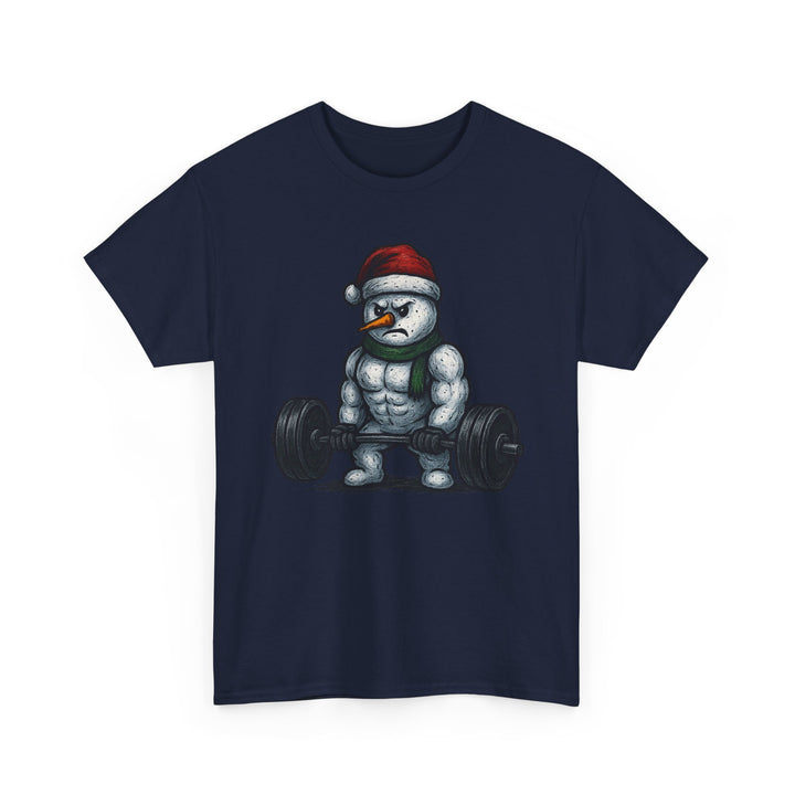 Snowman Deadlifting at the gym. Unisex Heavy Cotton Tee