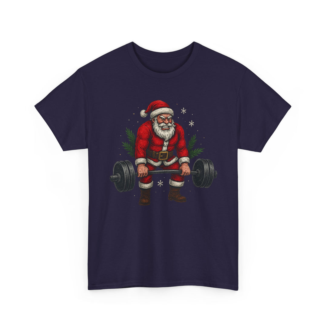 Santa Deadlifting. Unisex Heavy Cotton Tee
