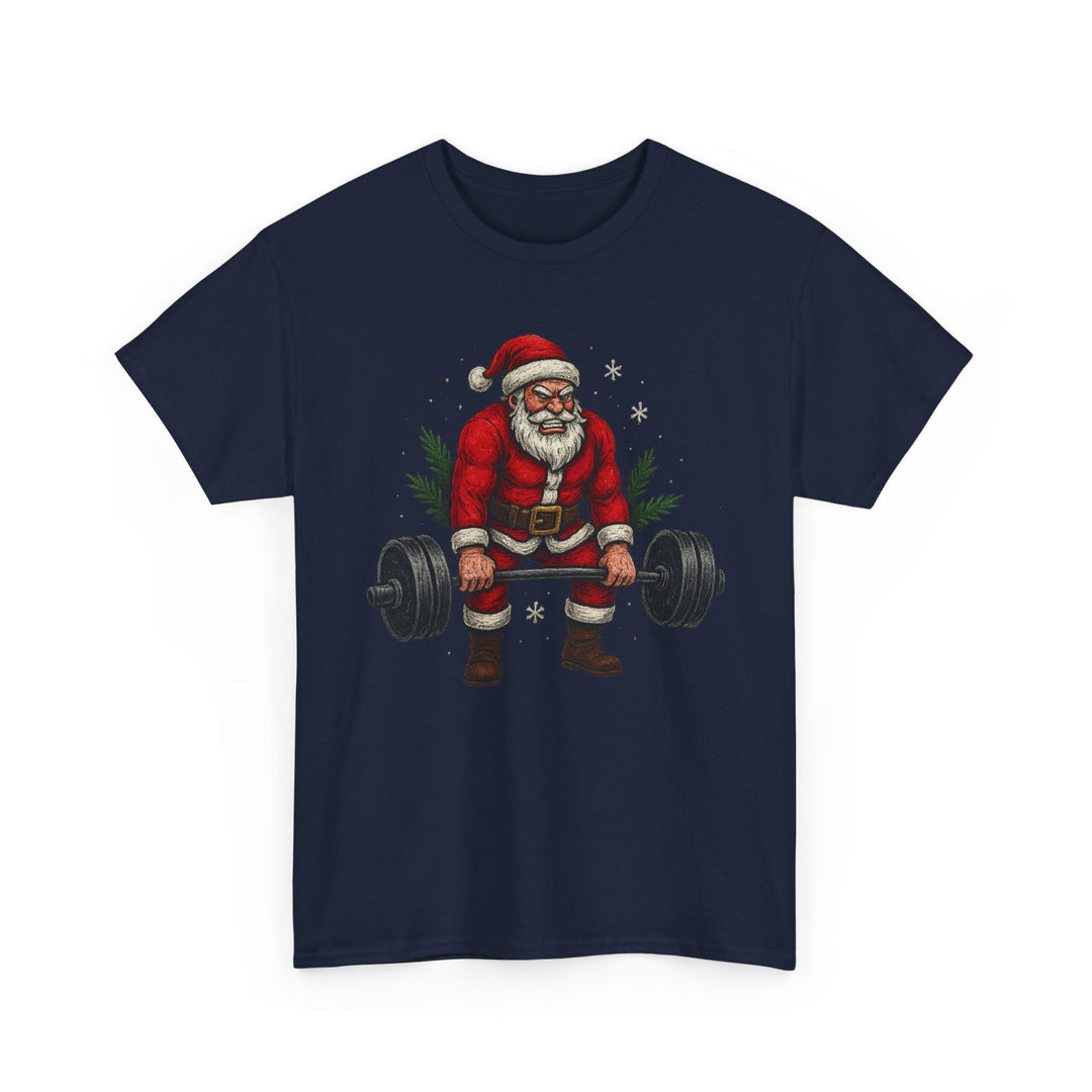 Santa Deadlifting. Unisex Heavy Cotton Tee