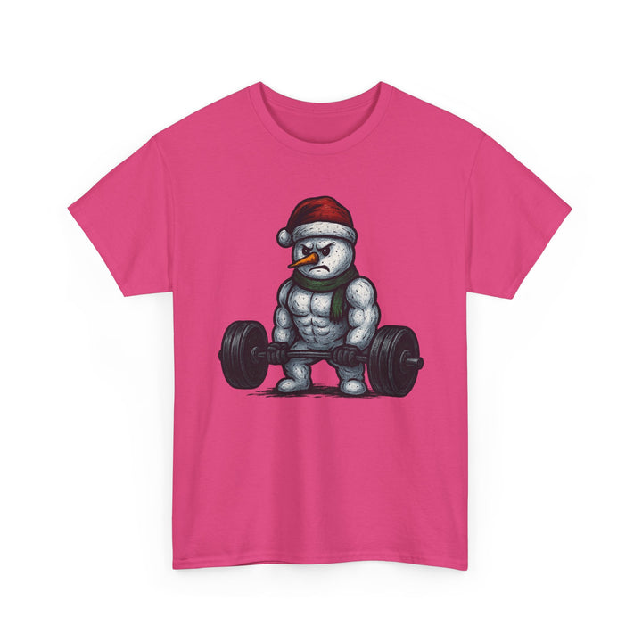 Snowman Deadlifting at the gym. Unisex Heavy Cotton Tee