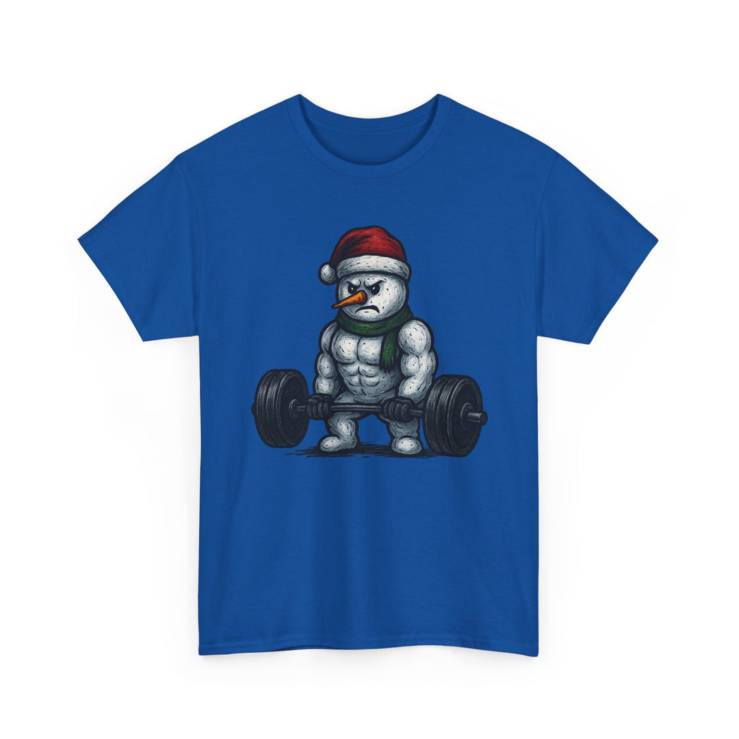 Snowman Deadlifting at the gym. Unisex Heavy Cotton Tee