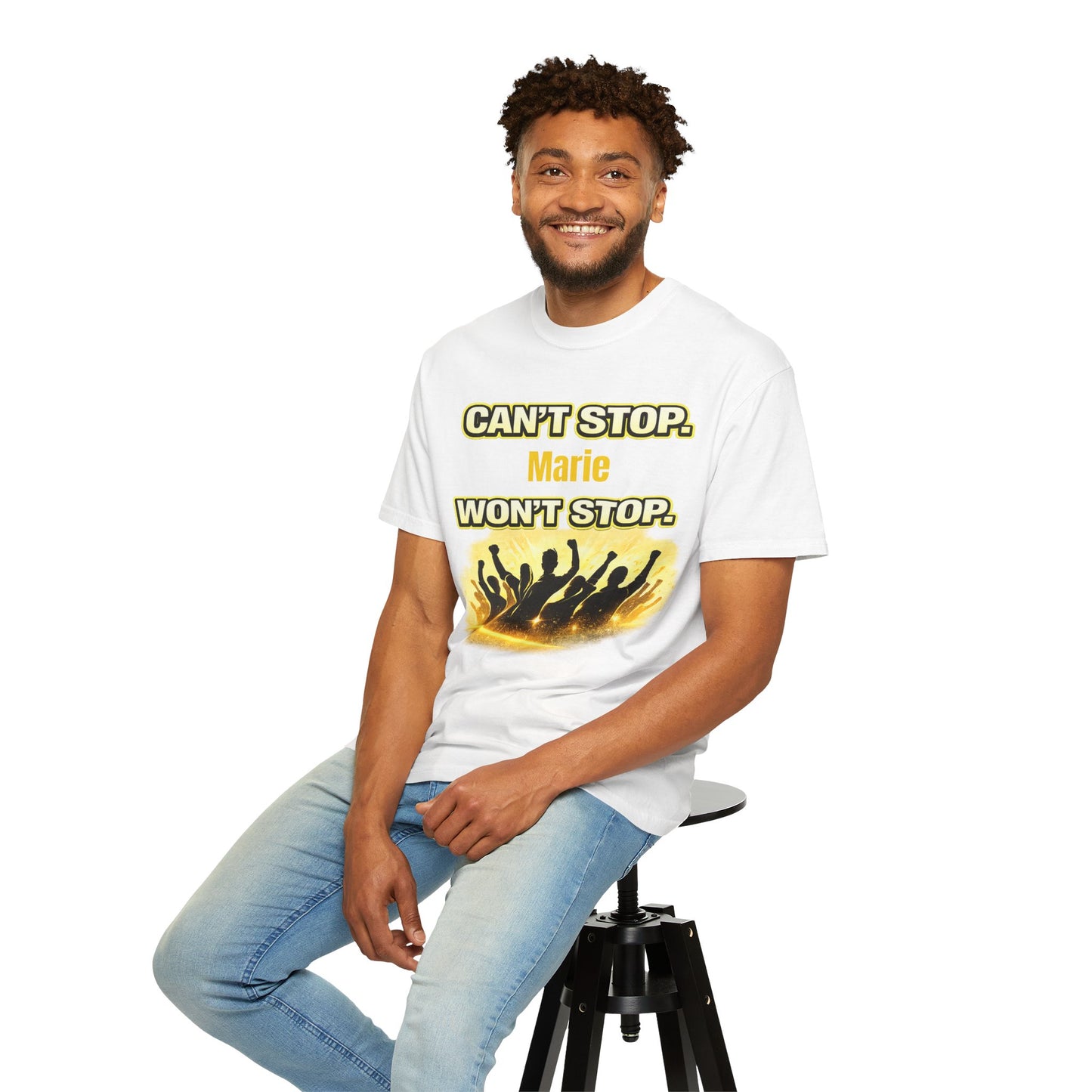 Custom Name Motivational T-Shirt – Can’t Stop. Won’t Stop.