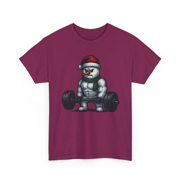 Snowman Deadlifting at the gym. Unisex Heavy Cotton Tee