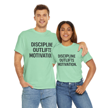 Discipline Outlifts Motivation. Unisex Heavy Cotton Tee