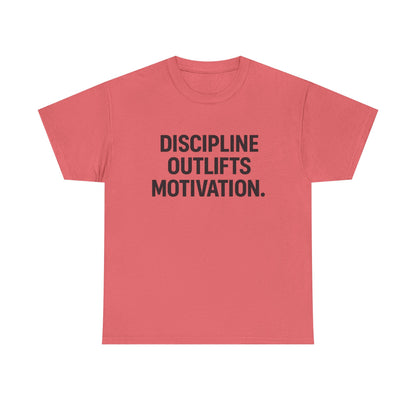 Discipline Outlifts Motivation. Unisex Heavy Cotton Tee