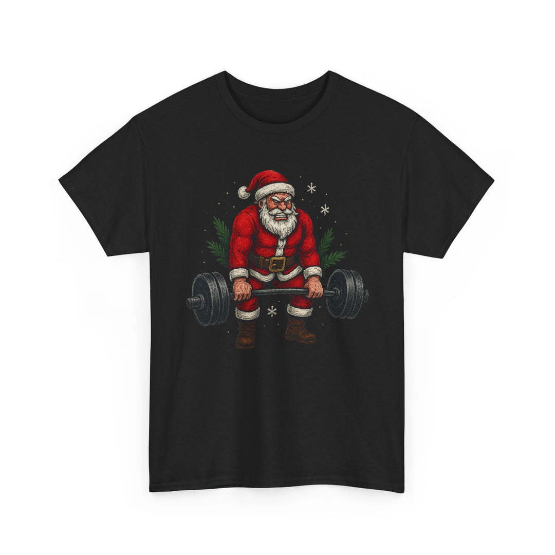 Santa Deadlifting. Unisex Heavy Cotton Tee