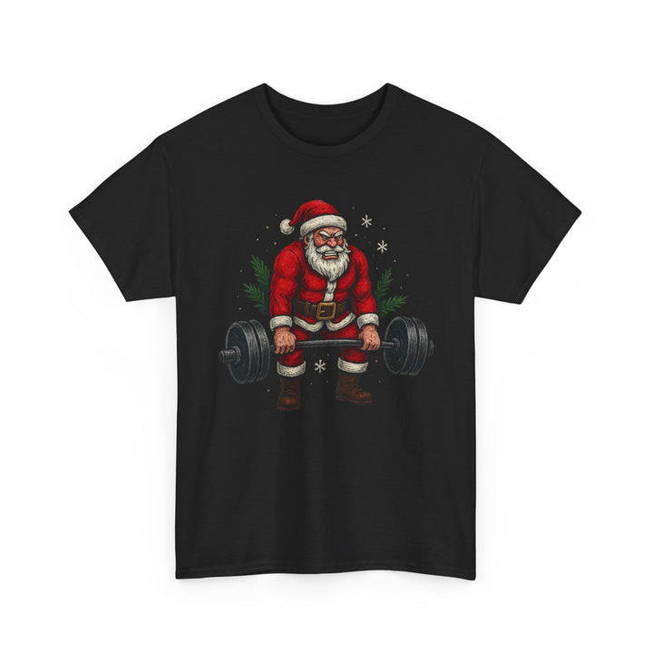 Santa Deadlifting. Unisex Heavy Cotton Tee