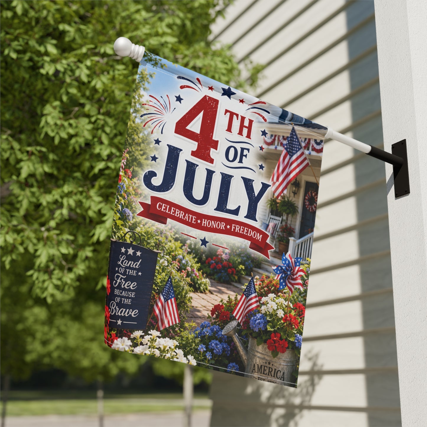 4th of July Outdoor Banner – Patriotic Garden Flag for Home, Porch & Lawn Decorations