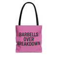 Barbells Over Breakdown Tote Bag