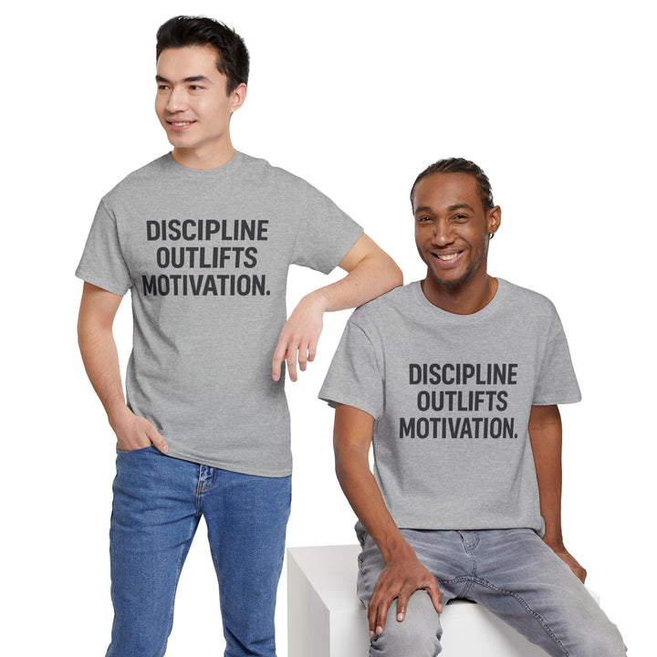 Discipline Outlifts Motivation. Unisex Heavy Cotton Tee