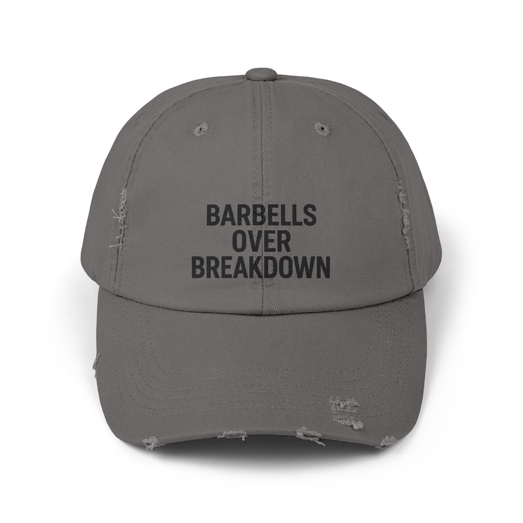 Barbells Over Breakdown: Unisex Distressed Cap
