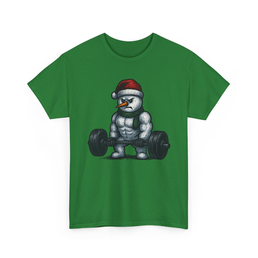 Snowman Deadlifting at the gym. Unisex Heavy Cotton Tee