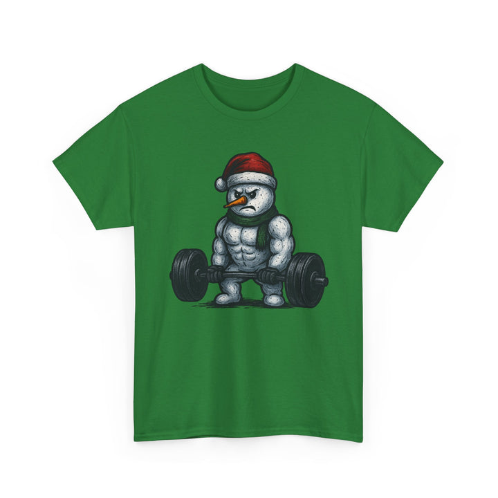 Snowman Deadlifting at the gym. Unisex Heavy Cotton Tee