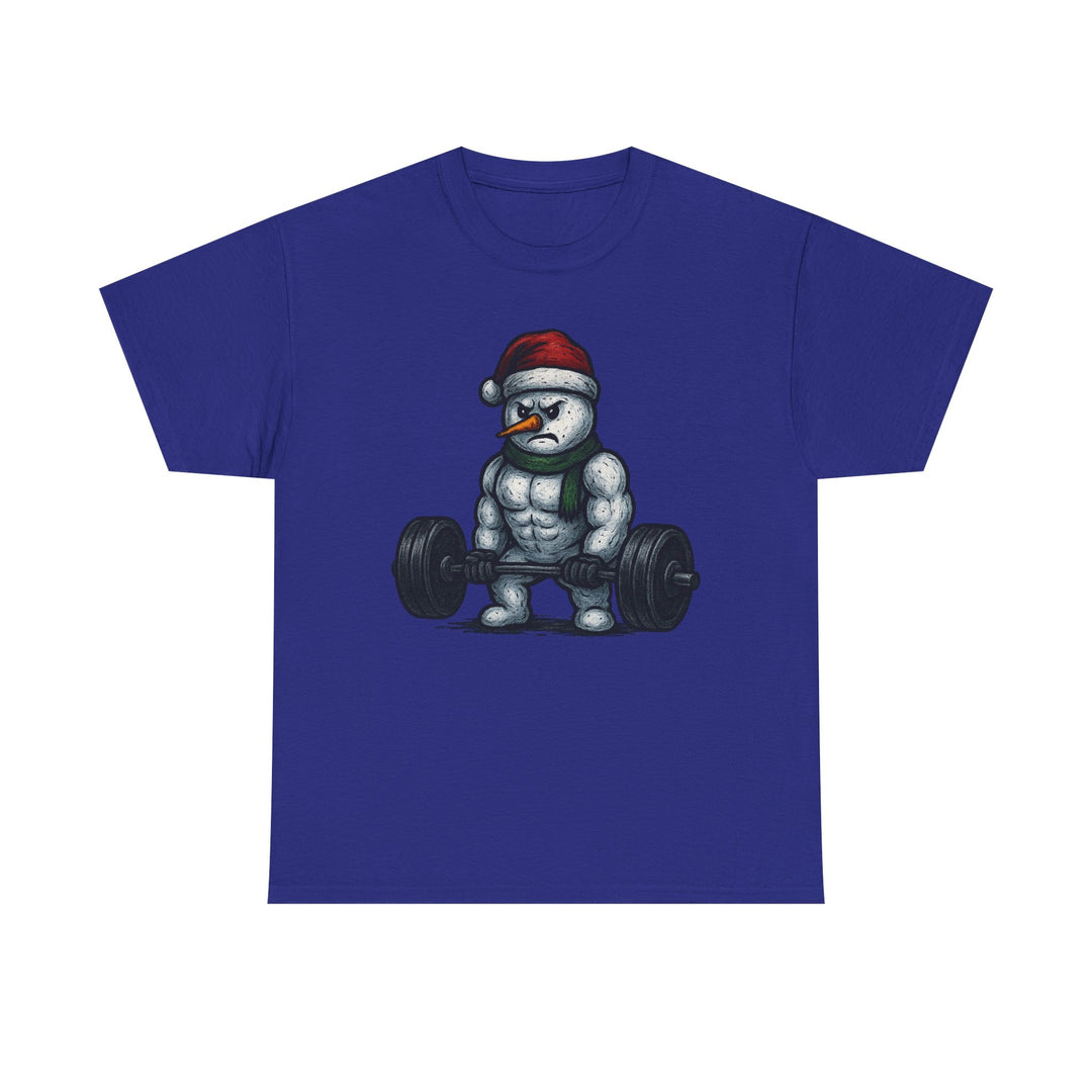 Snowman Deadlifting at the gym. Unisex Heavy Cotton Tee