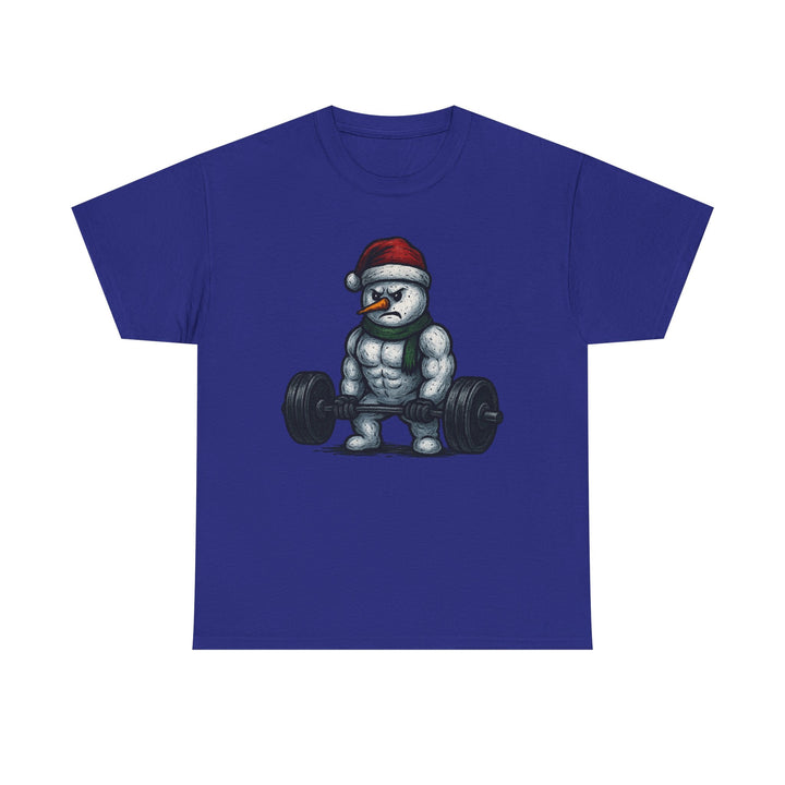 Snowman Deadlifting at the gym. Unisex Heavy Cotton Tee
