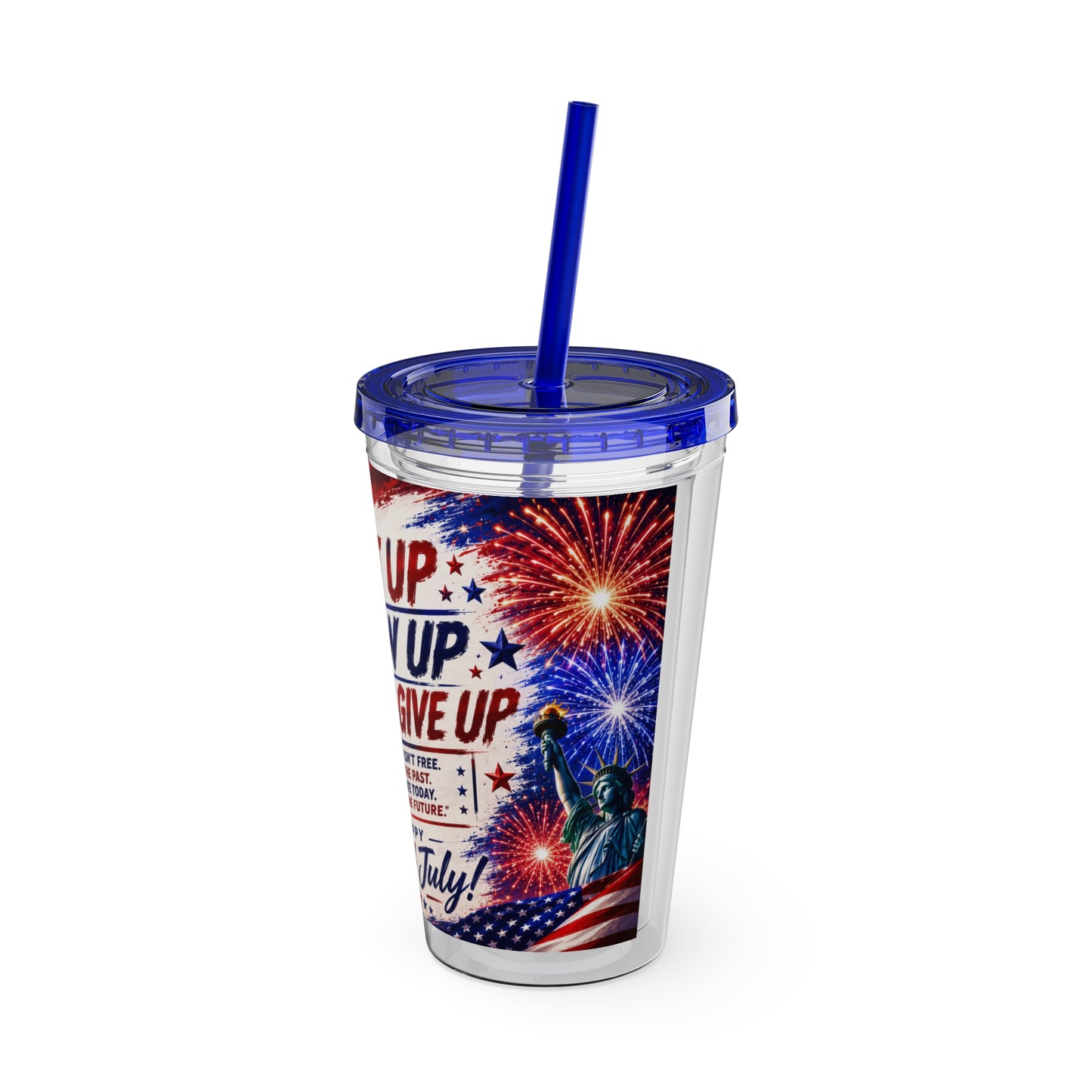 Patriotic 4th of July Tumbler with Straw 16oz