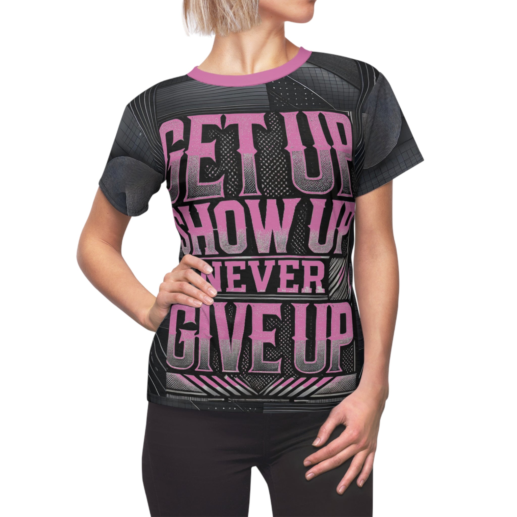 Women's Relentless Drive Tee – Get Up, Show Up, Never Give Up (Light Pink)