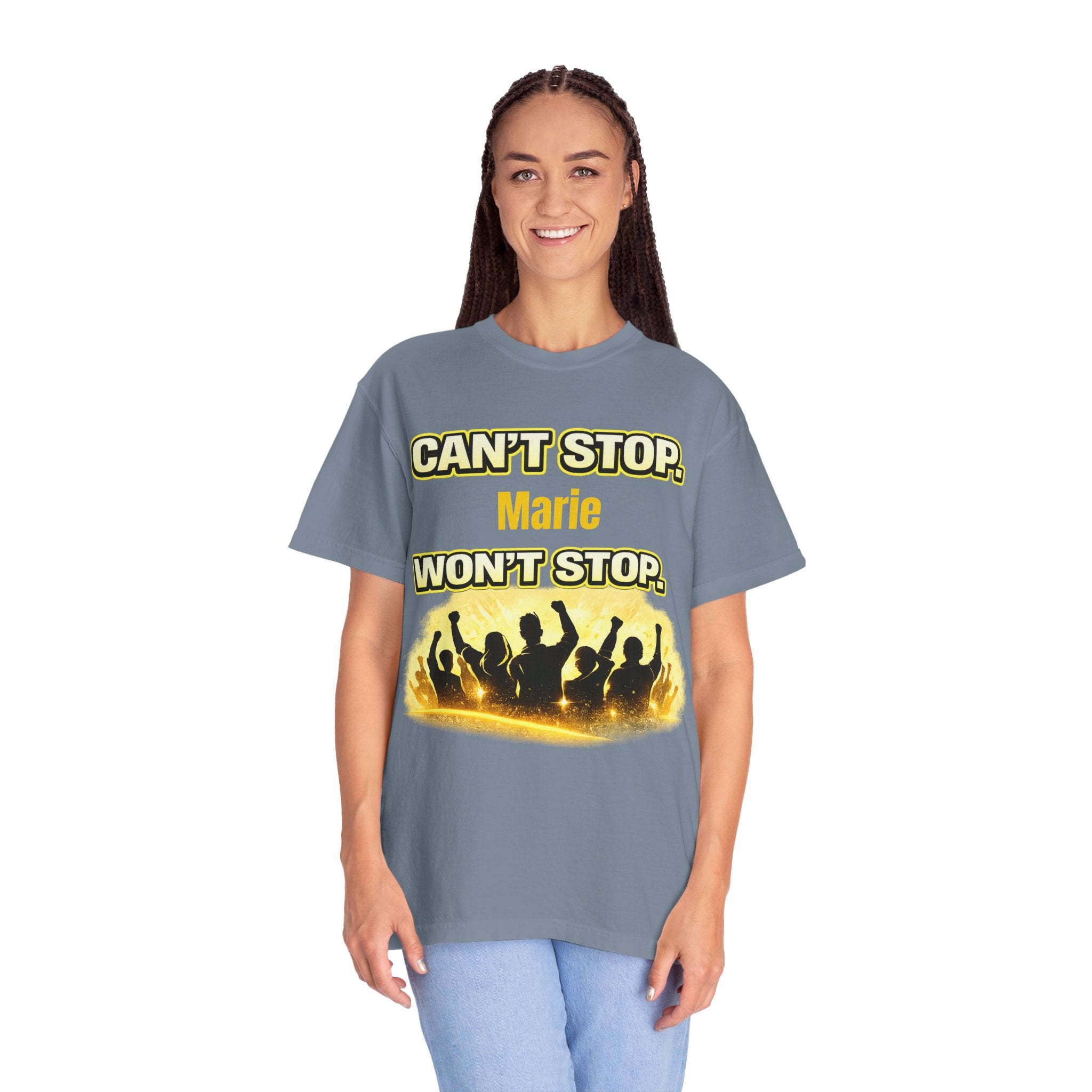 Custom Name Motivational T-Shirt – Can’t Stop. Won’t Stop.