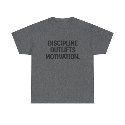 Discipline Outlifts Motivation. Unisex Heavy Cotton Tee